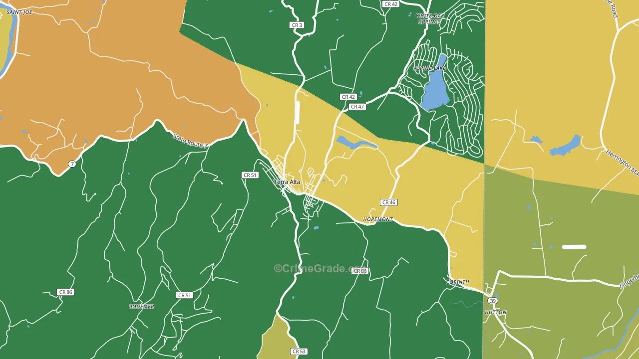 Terra Alta, WV Map of Murder Rates