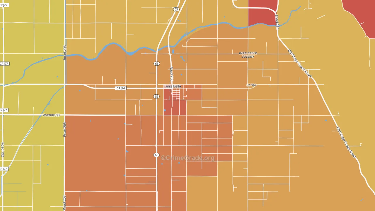 Terra Bella, CA Map of Murder Rates