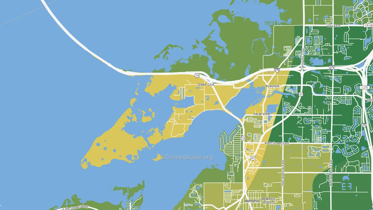 Terra Ceia, FL Map of Murder Rates
