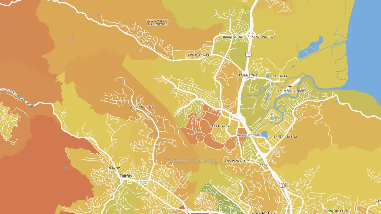 Terra Linda, San Rafael, CA Map of Murder Rates
