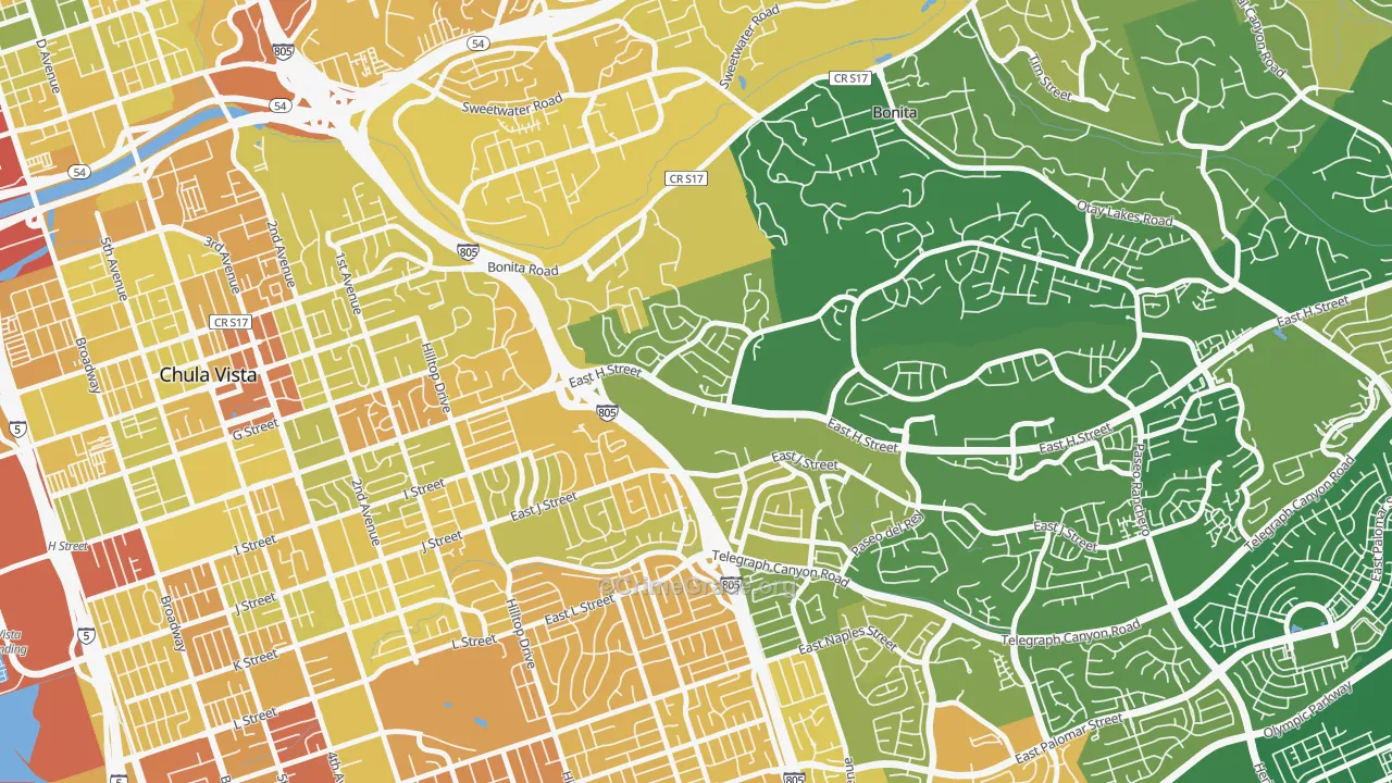Terra Nova, Chula Vista, CA Map of Murder Rates