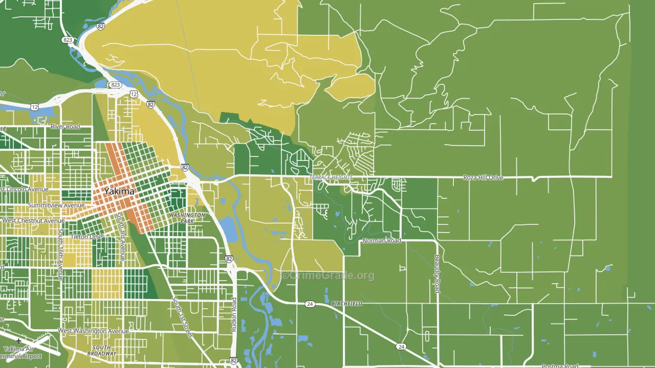 Terrace Heights, WA Map of Murder Rates