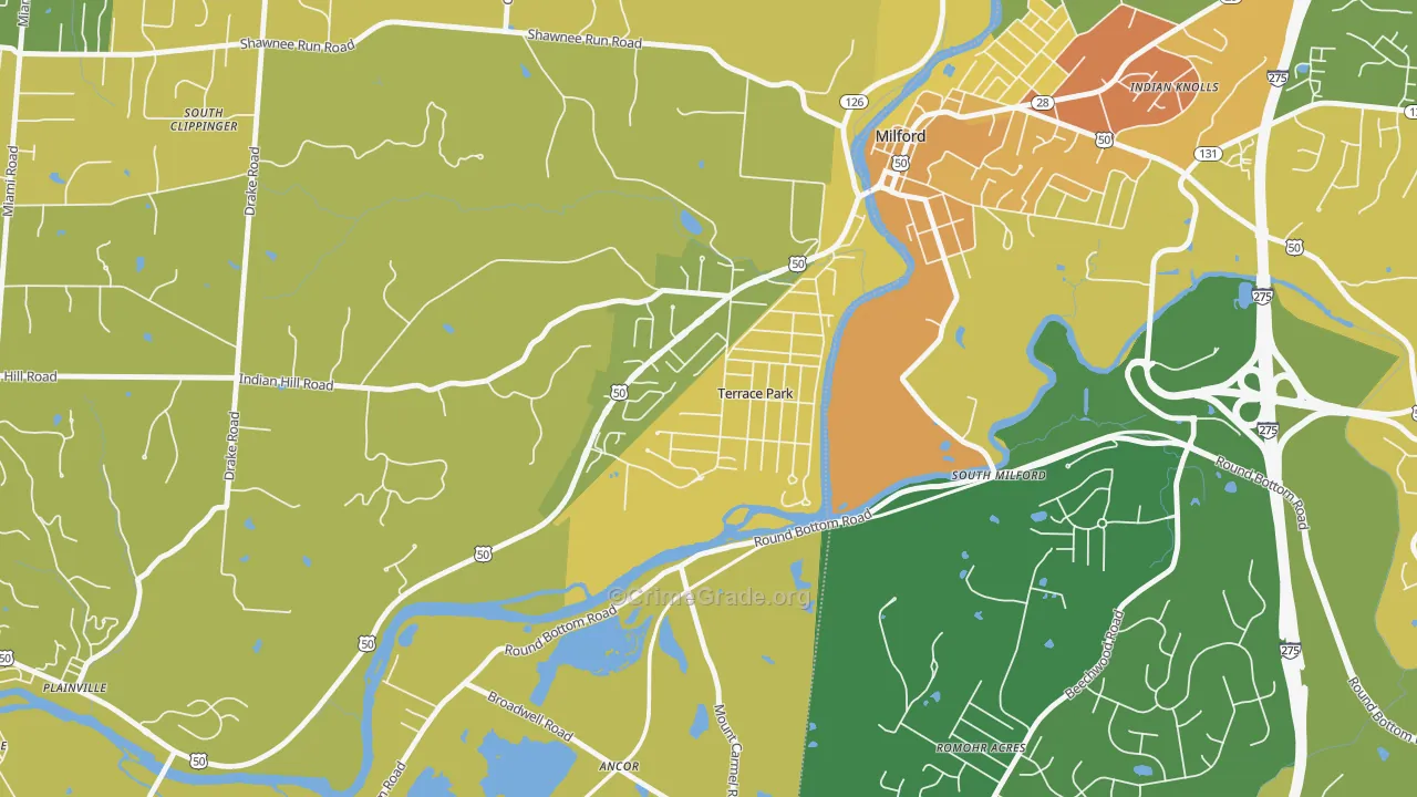 Terrace Park, OH Map of Murder Rates