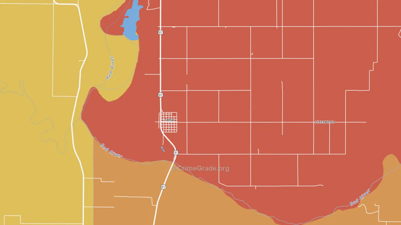 Terral, OK Map of Murder Rates
