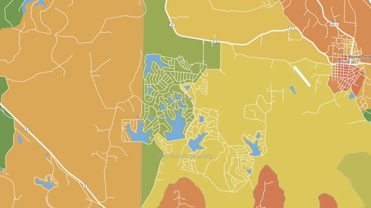 Terre du Lac, MO Map of Murder Rates