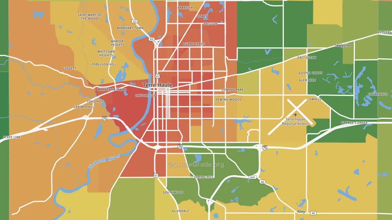 Terre Haute, IN Map of Murder Rates