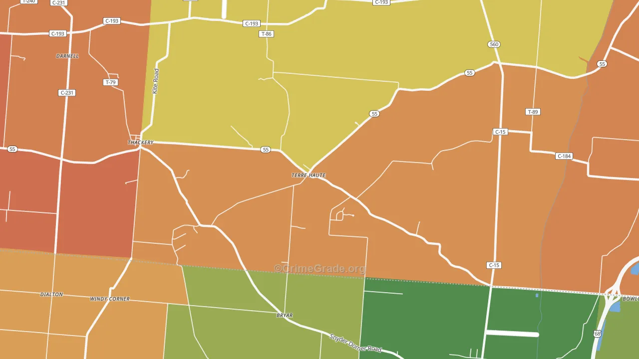 Terre Haute, OH Map of Murder Rates