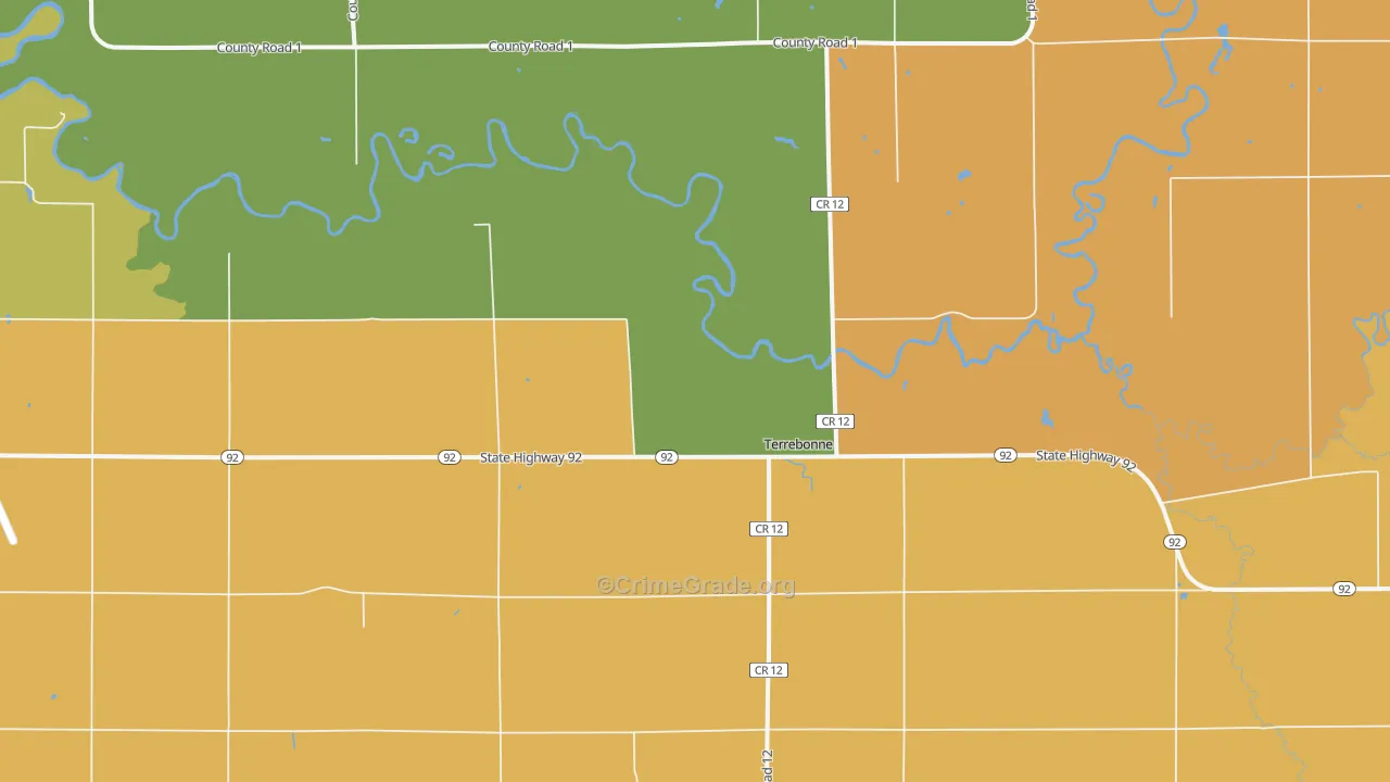 Terrebonne, MN Map of Murder Rates