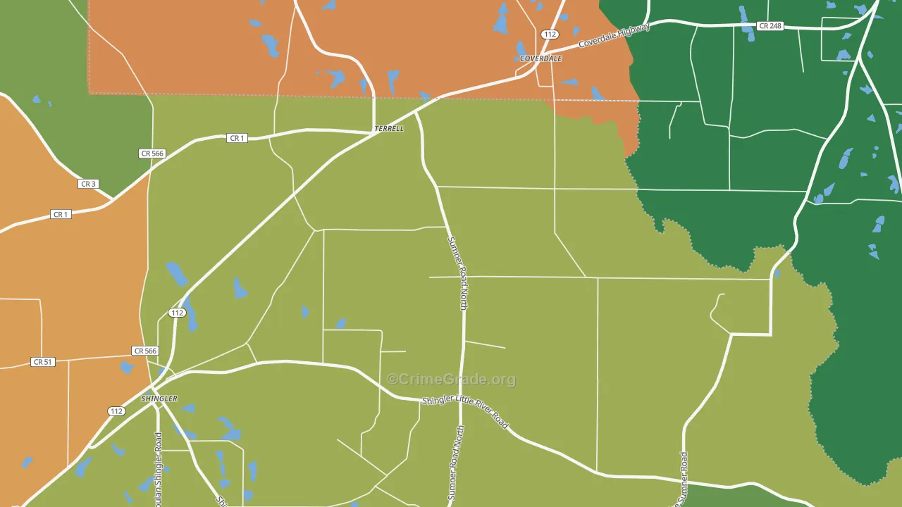 Terrell, GA Map of Murder Rates