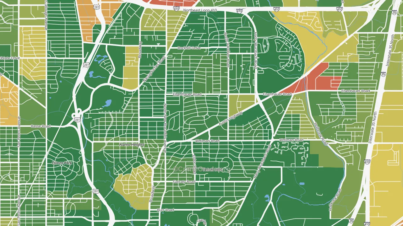 Terrell Heights, San Antonio, TX Map of Murder Rates