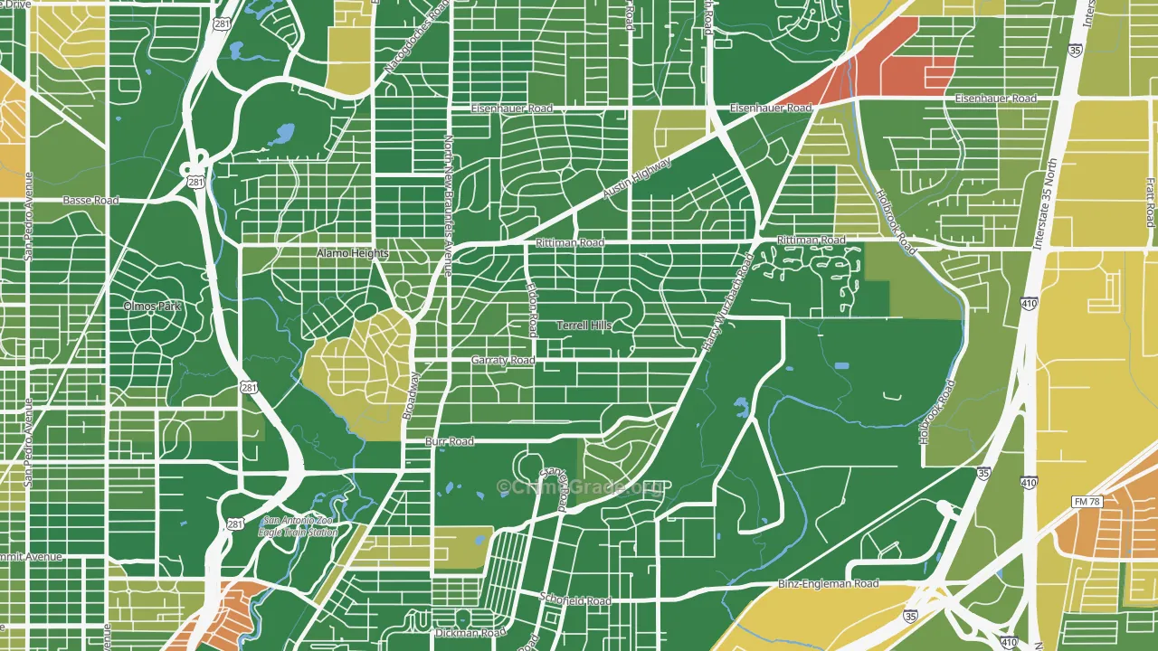 Terrell Hills, TX Map of Murder Rates