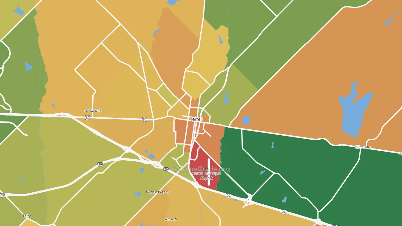 Terrell, TX Map of Murder Rates