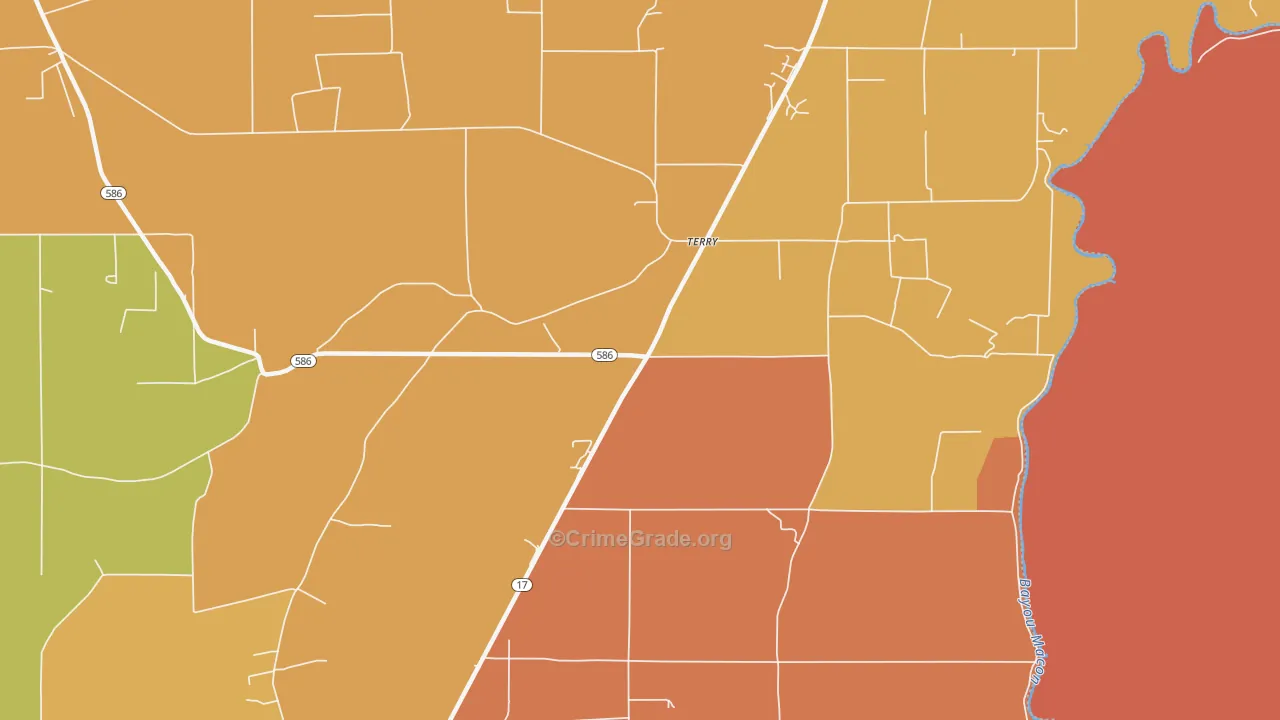Terry, LA Map of Murder Rates