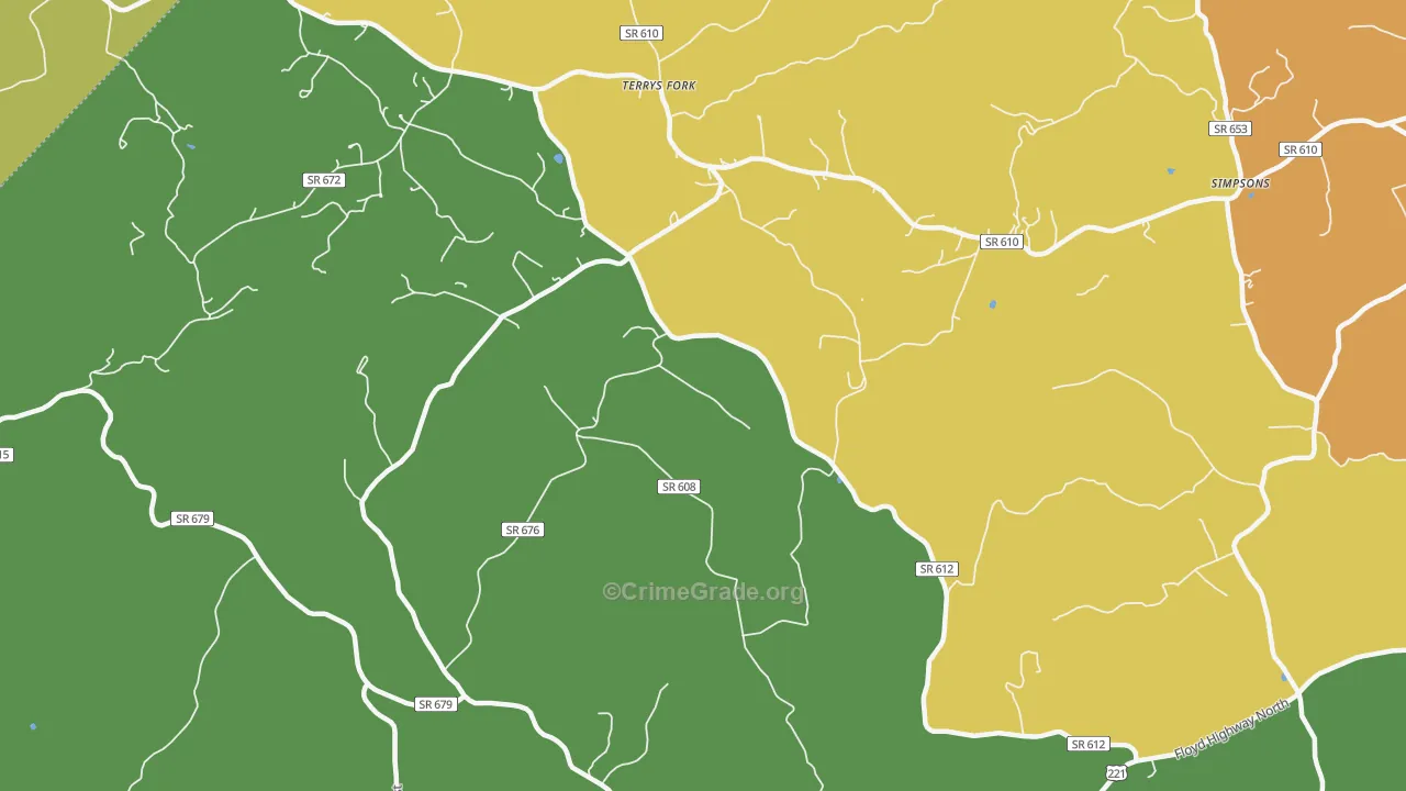 Terrys Fork, VA Map of Murder Rates