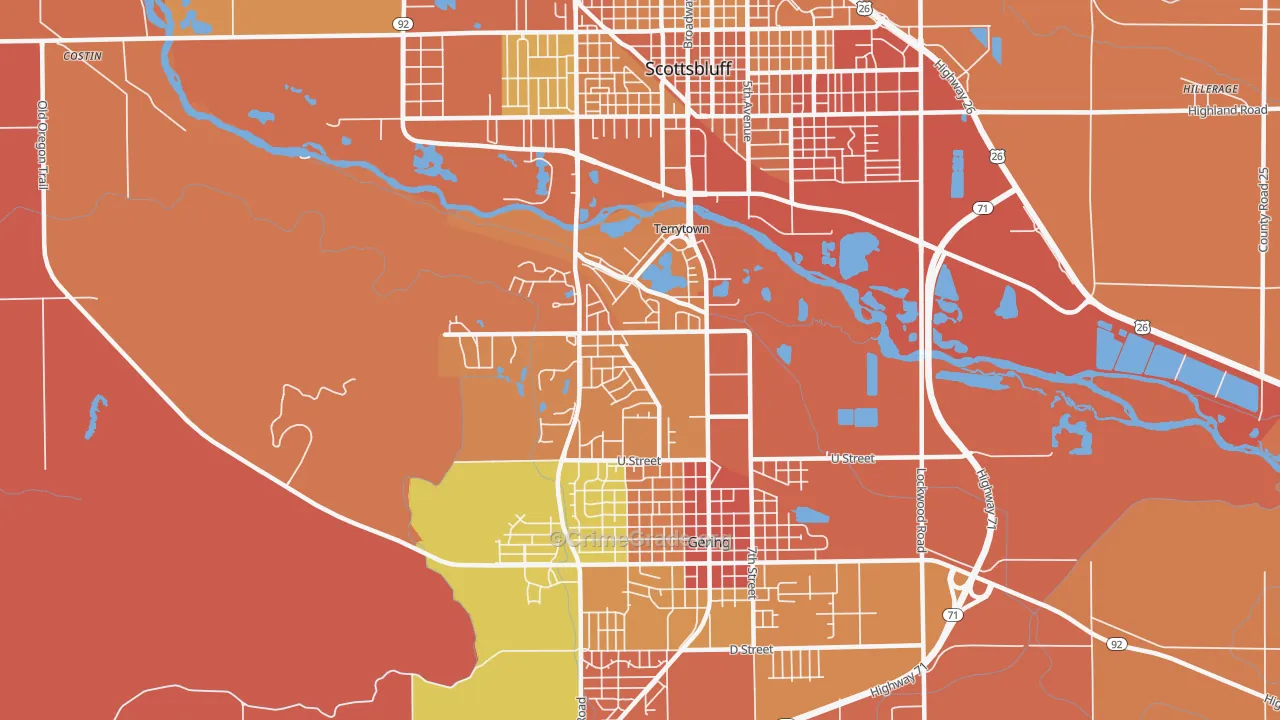 Terrytown, NE Map of Murder Rates