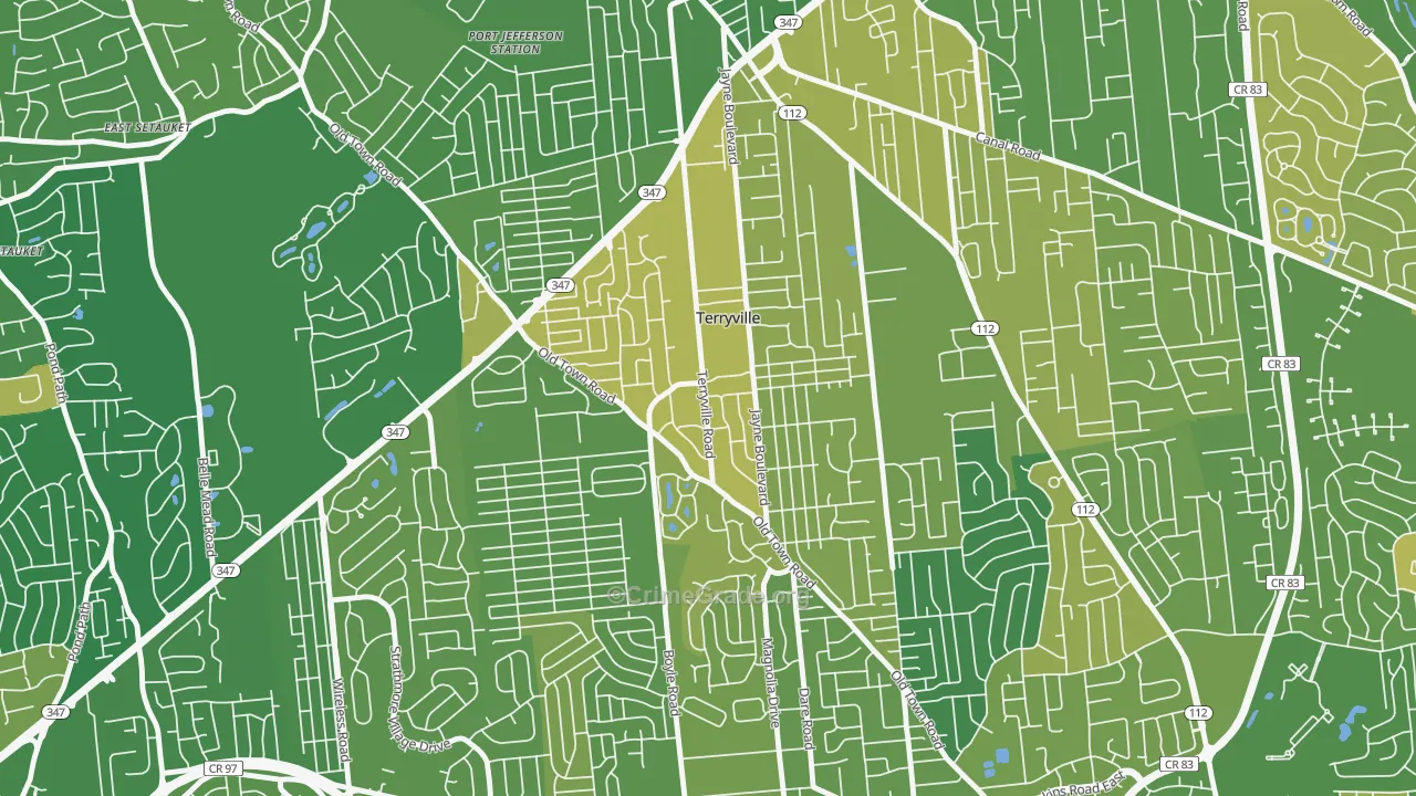 Terryville, NY Map of Murder Rates