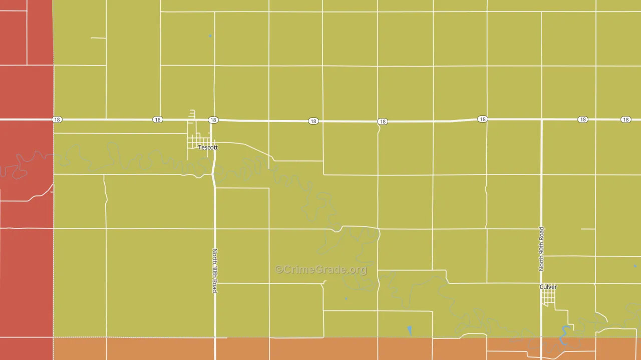 Tescott, KS Map of Murder Rates
