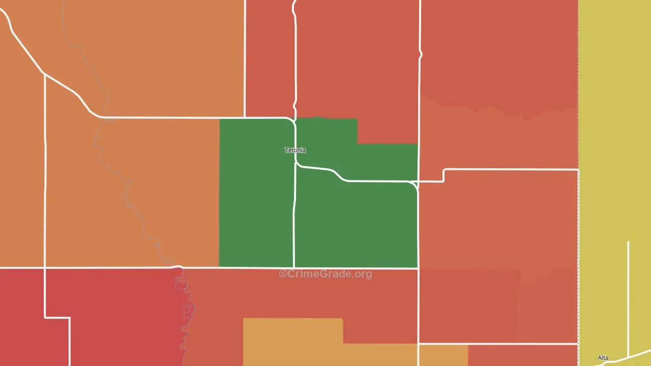 Tetonia, ID Map of Murder Rates
