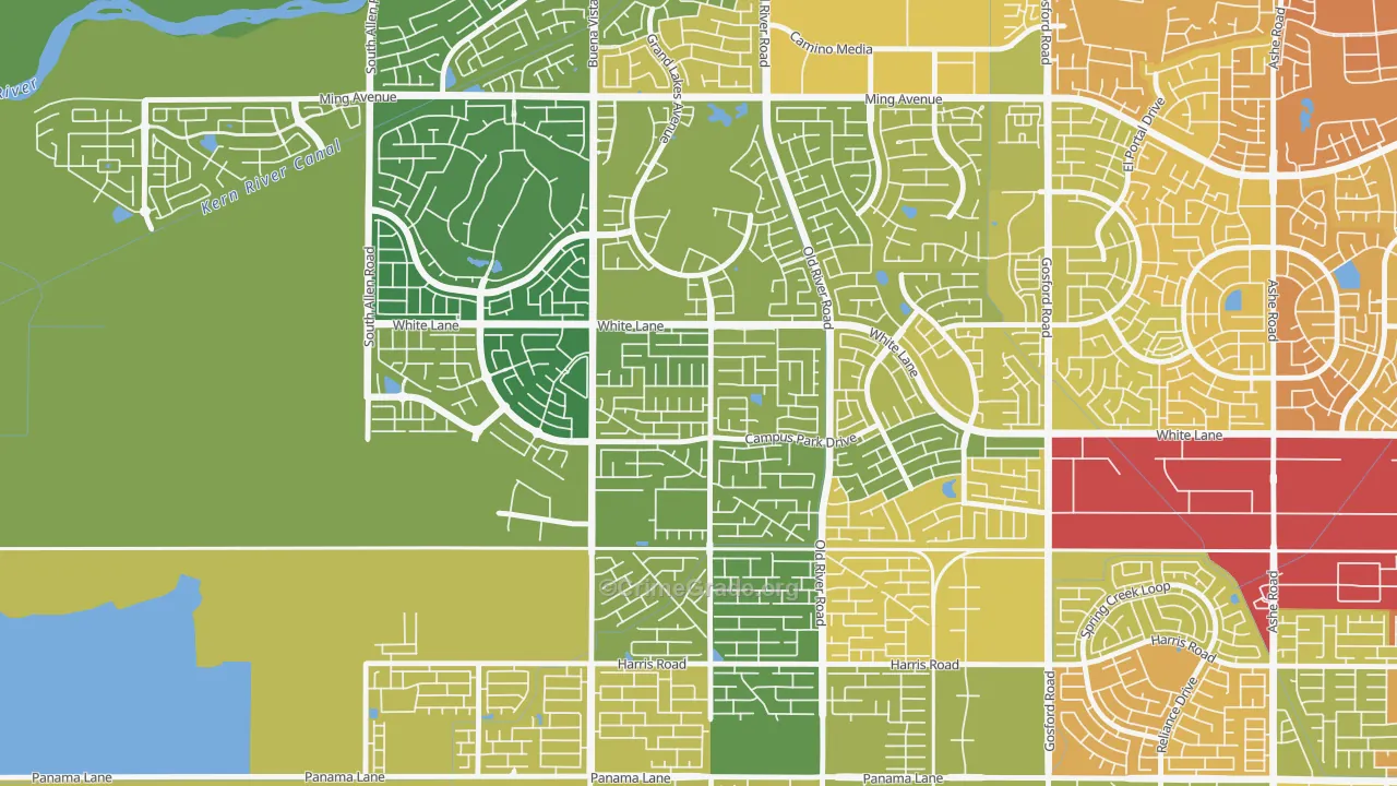 Tevis Ranch, Bakersfield, CA Map of Murder Rates