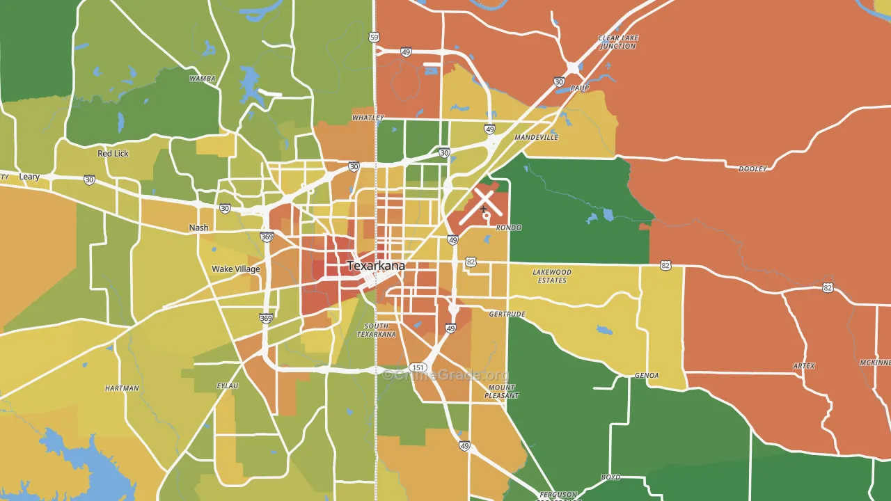 Texarkana, AR Map of Murder Rates