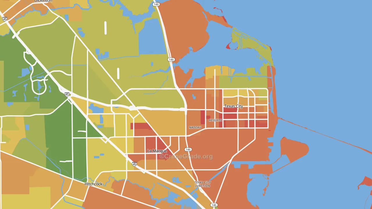 Texas City, TX Map of Murder Rates
