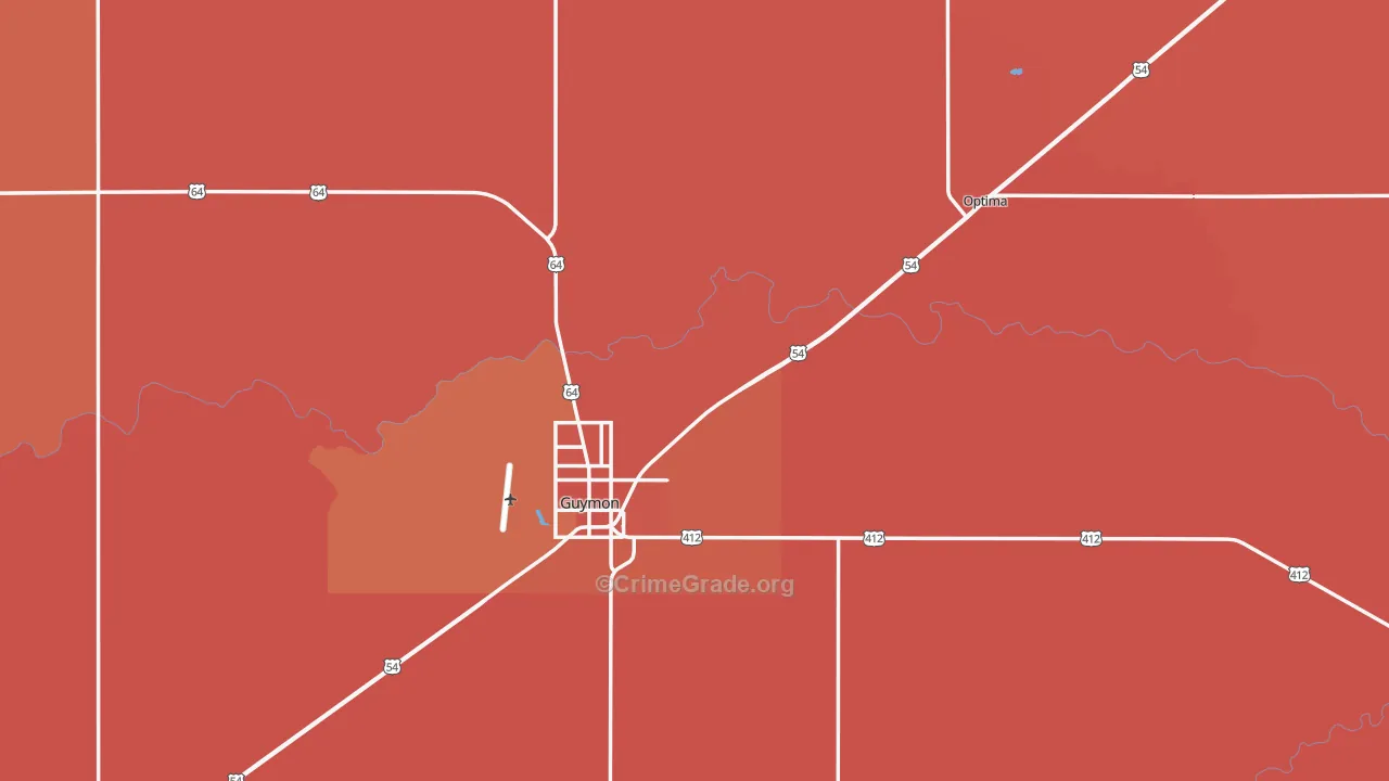 Texas County, OK Map of Murder Rates