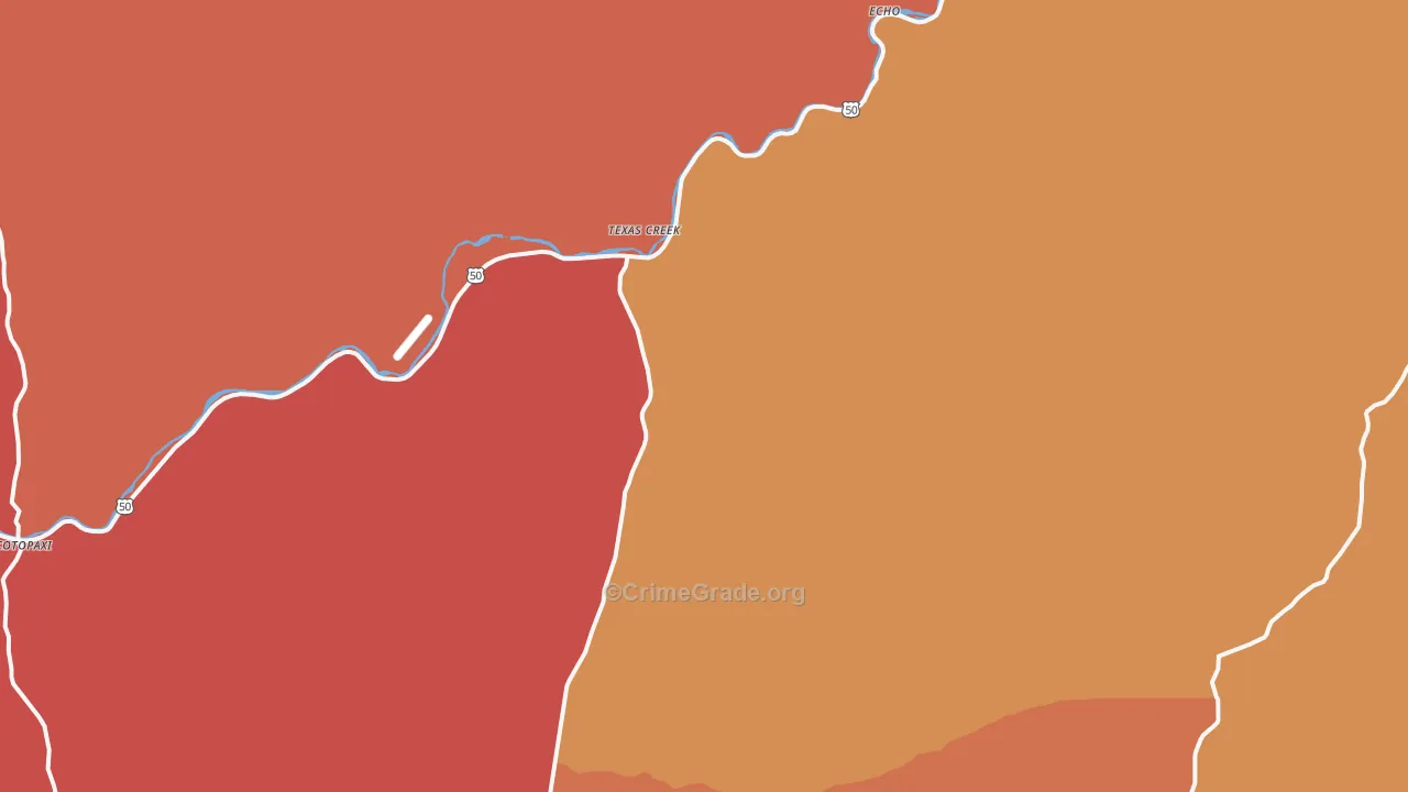 Texas Creek, CO Map of Murder Rates