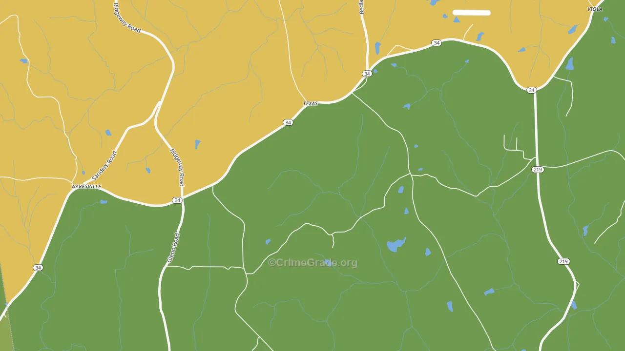 Texas, GA Map of Murder Rates