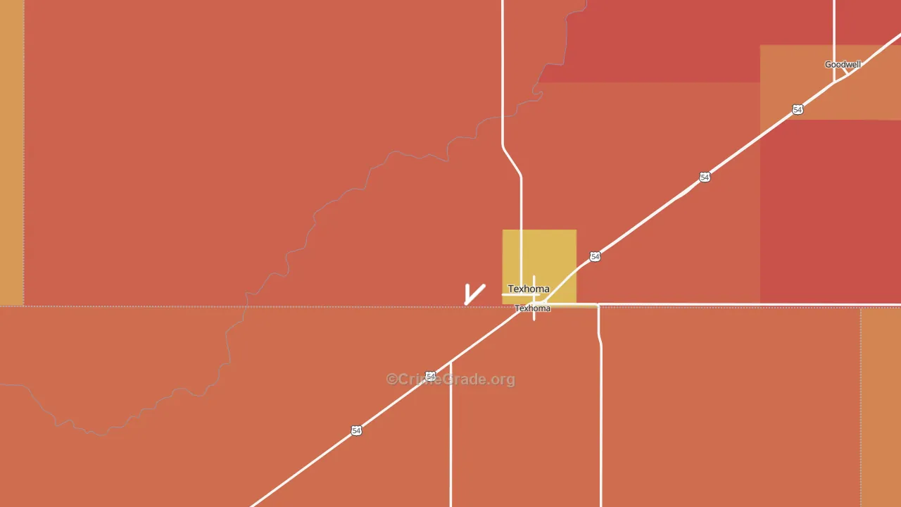 Texhoma, OK Map of Murder Rates