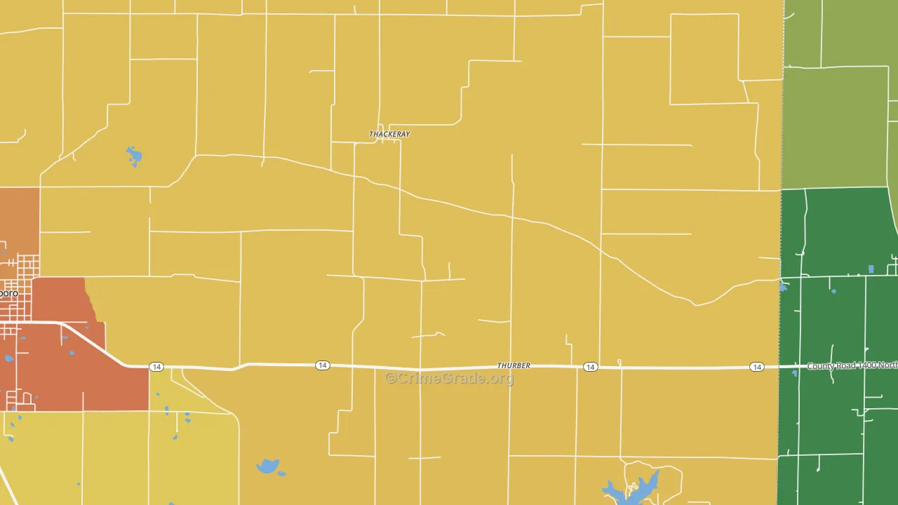 Thackeray, IL Map of Murder Rates