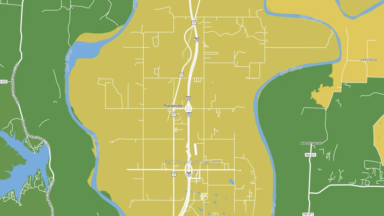 Thackerville, OK Map of Murder Rates