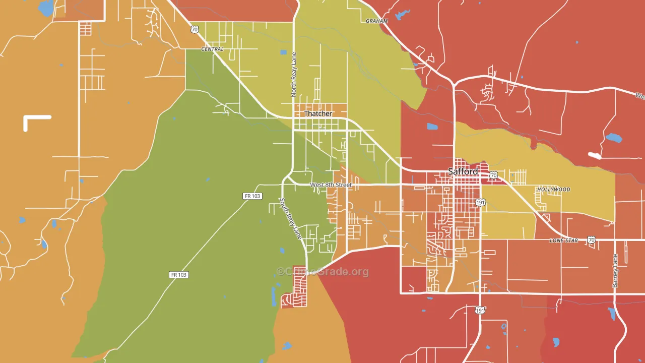 Thatcher, AZ Map of Murder Rates