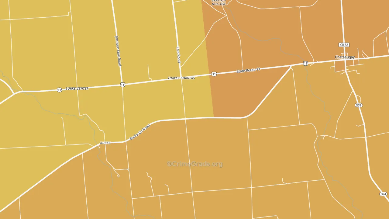 Thayer Corners, NY Map of Murder Rates