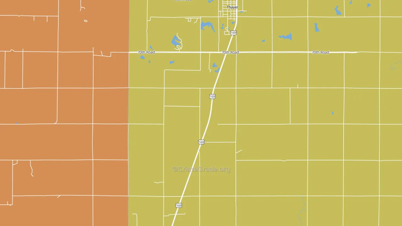 Thayer, KS Map of Murder Rates