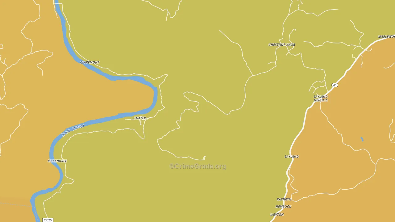 Thayer, WV Map of Murder Rates