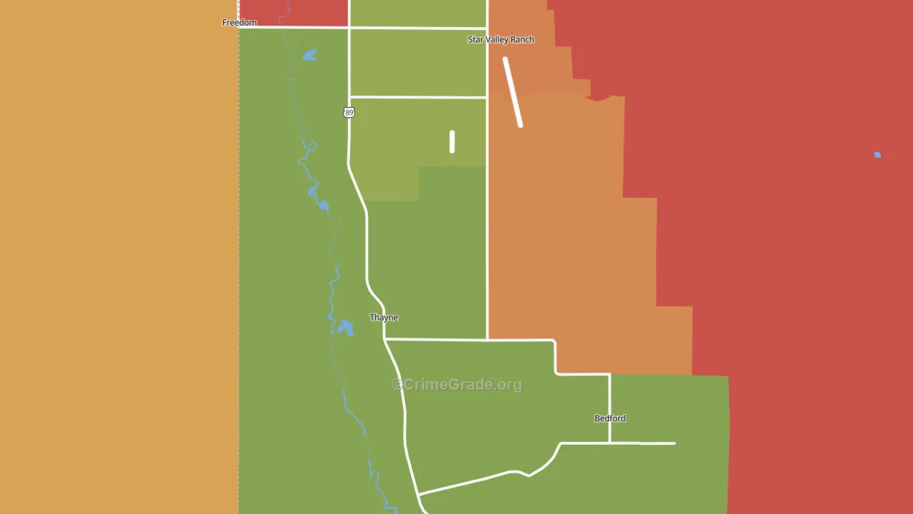 Thayne, WY Map of Murder Rates