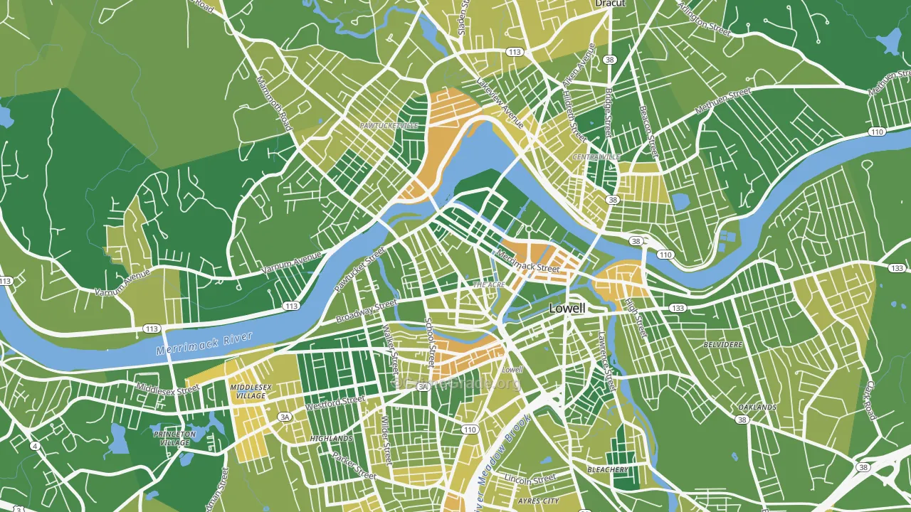 The Acre, Lowell, MA Map of Murder Rates