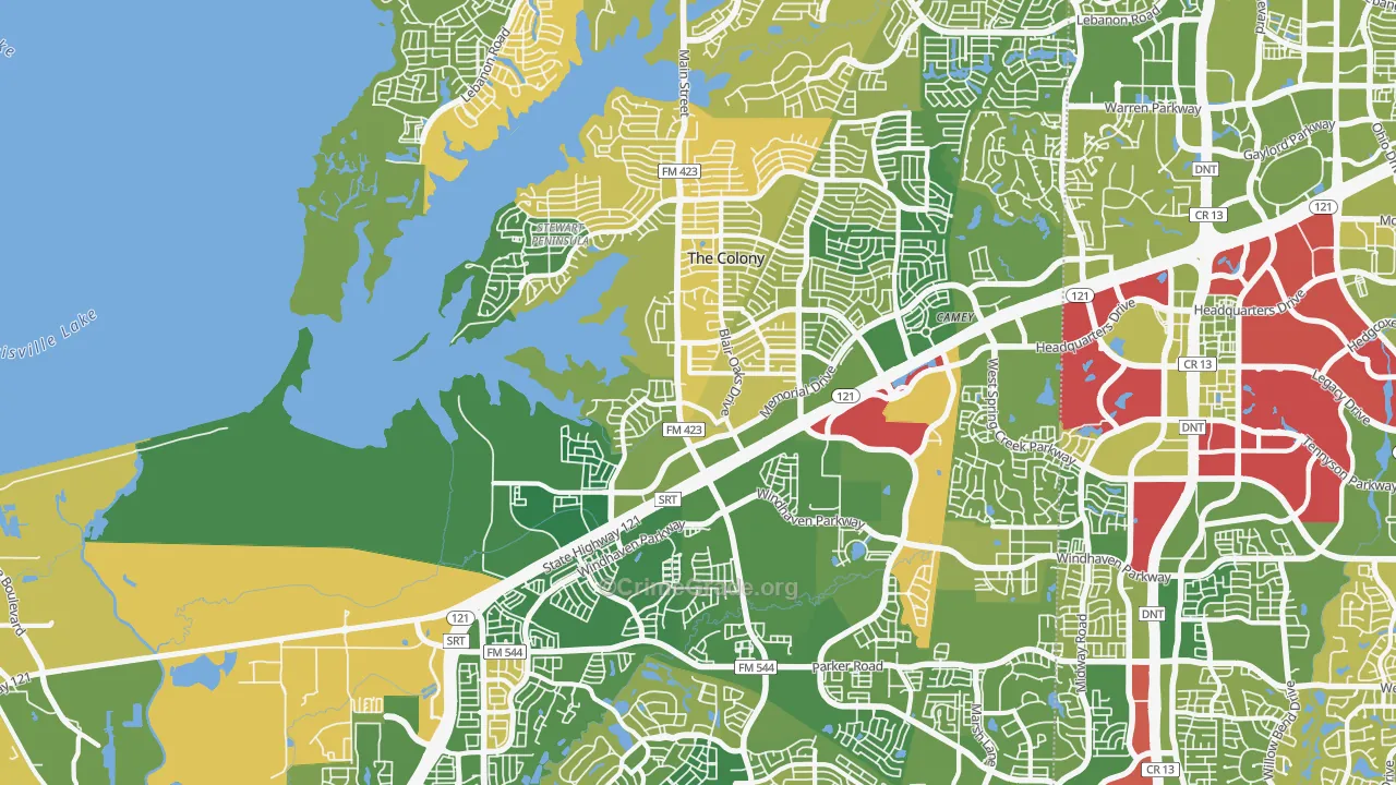 The Colony, TX Map of Murder Rates