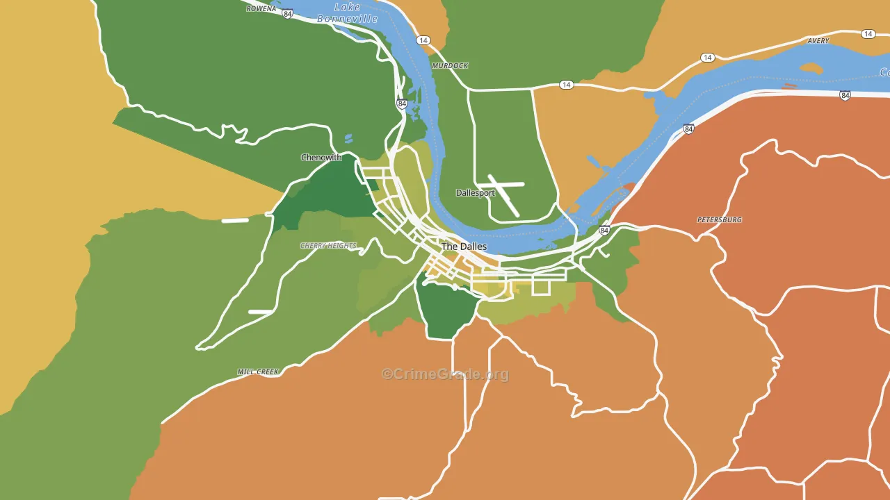 The Dalles, OR Map of Murder Rates