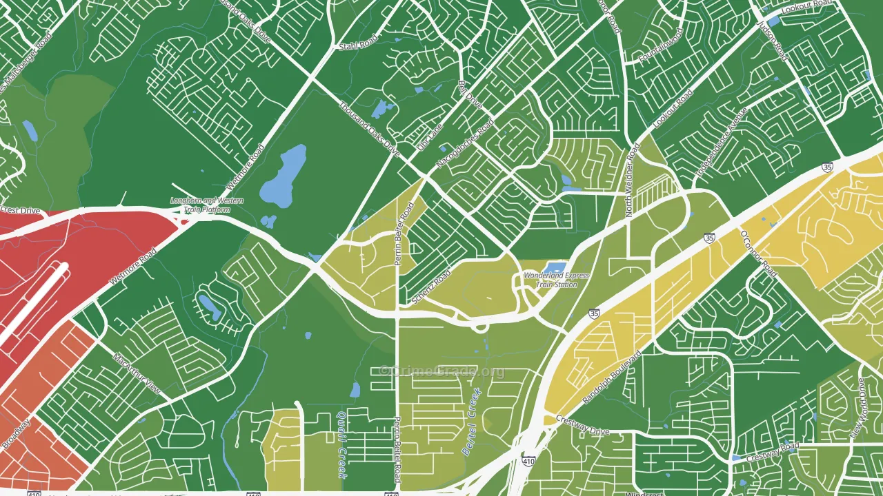 The Hills of Park North, San Antonio, TX Map of Murder Rates