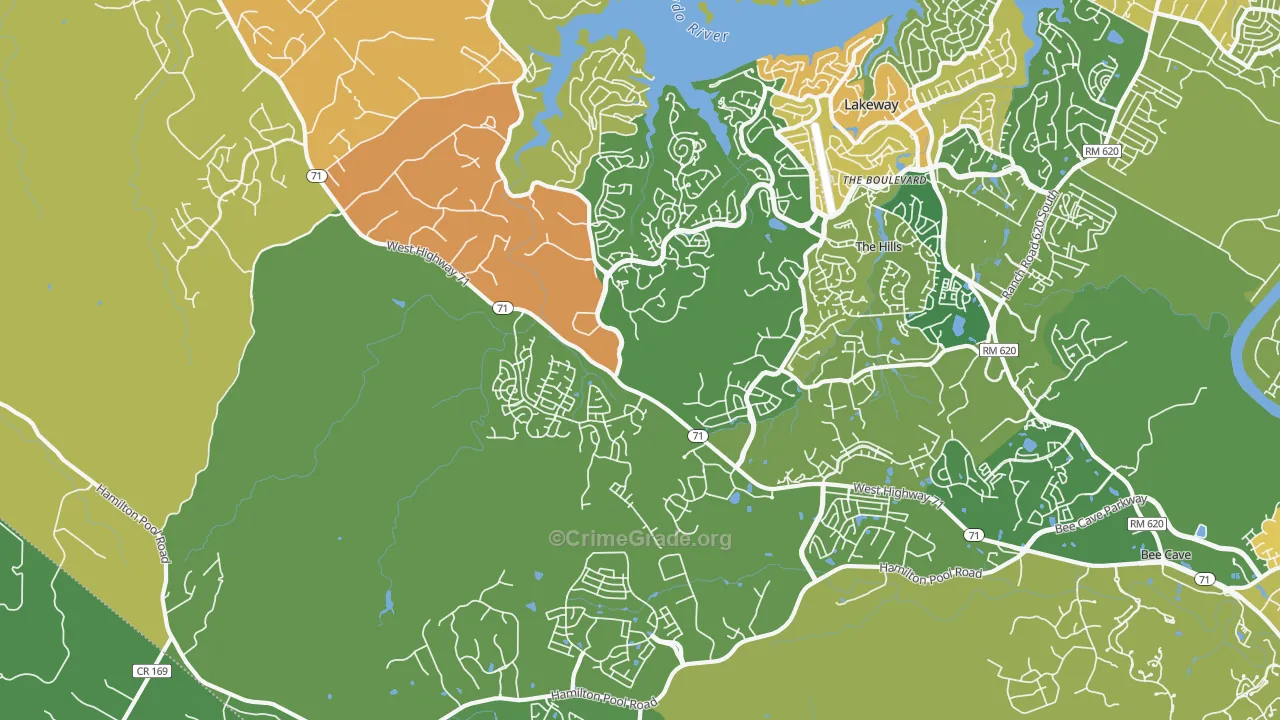 The Hills, TX Map of Murder Rates