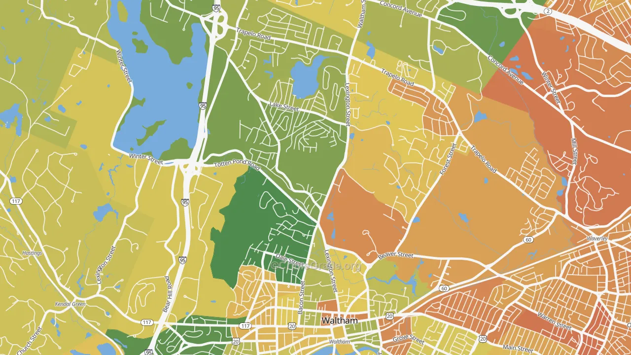 The Lanes, Waltham, MA Map of Murder Rates
