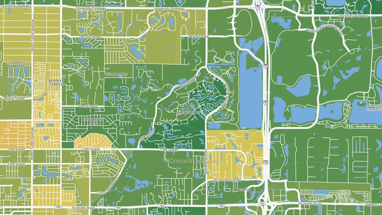 The Meadows, Sarasota, FL Map of Murder Rates