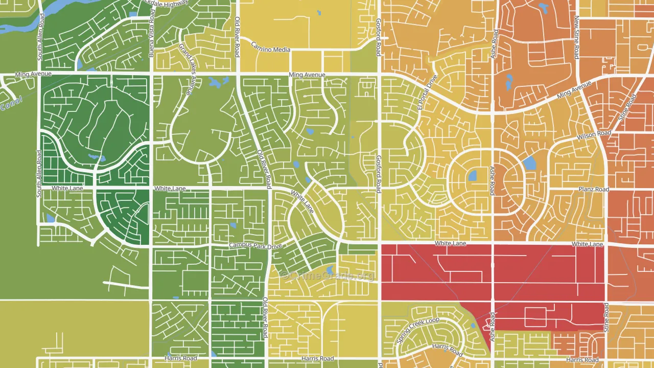 The Oaks, Bakersfield, CA Map of Murder Rates