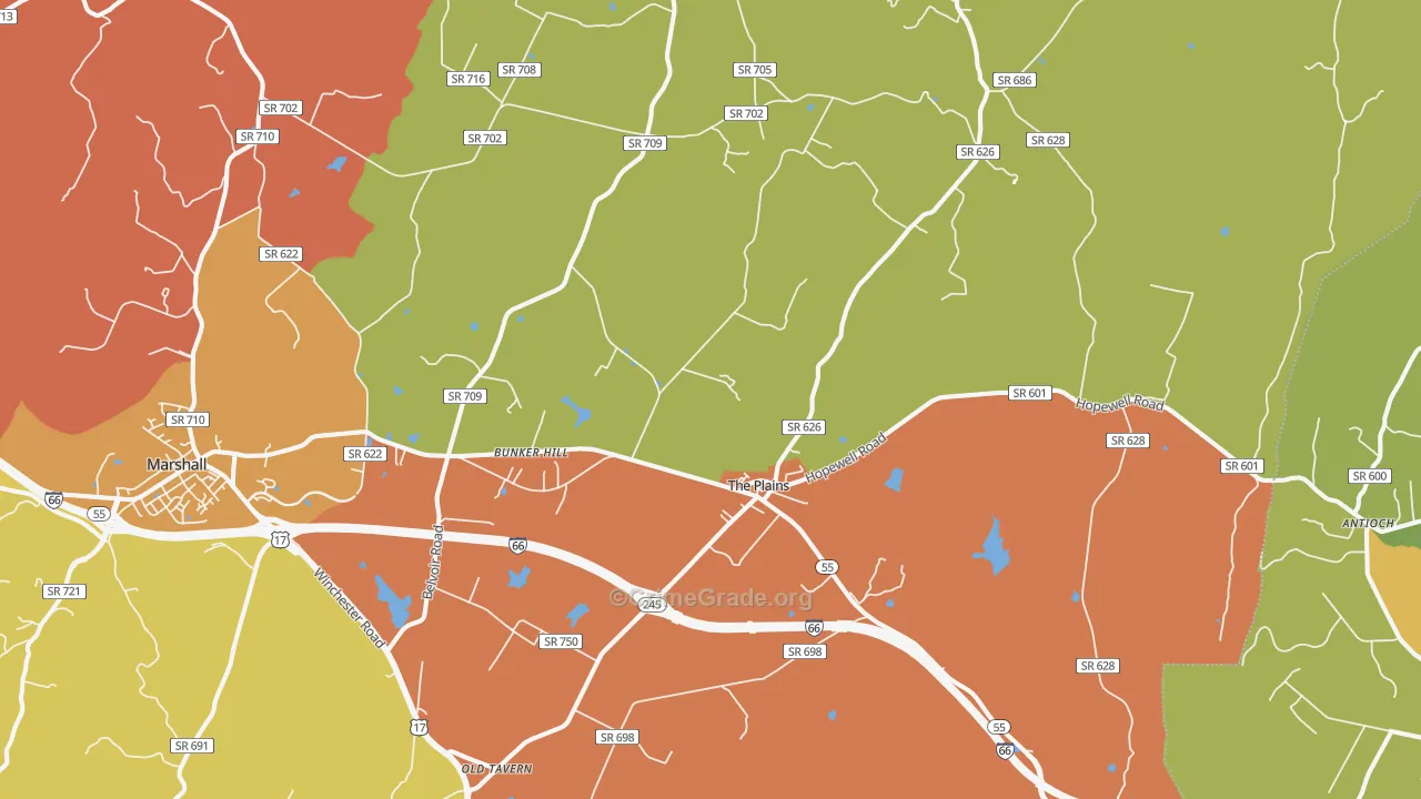 The Plains, VA Map of Murder Rates