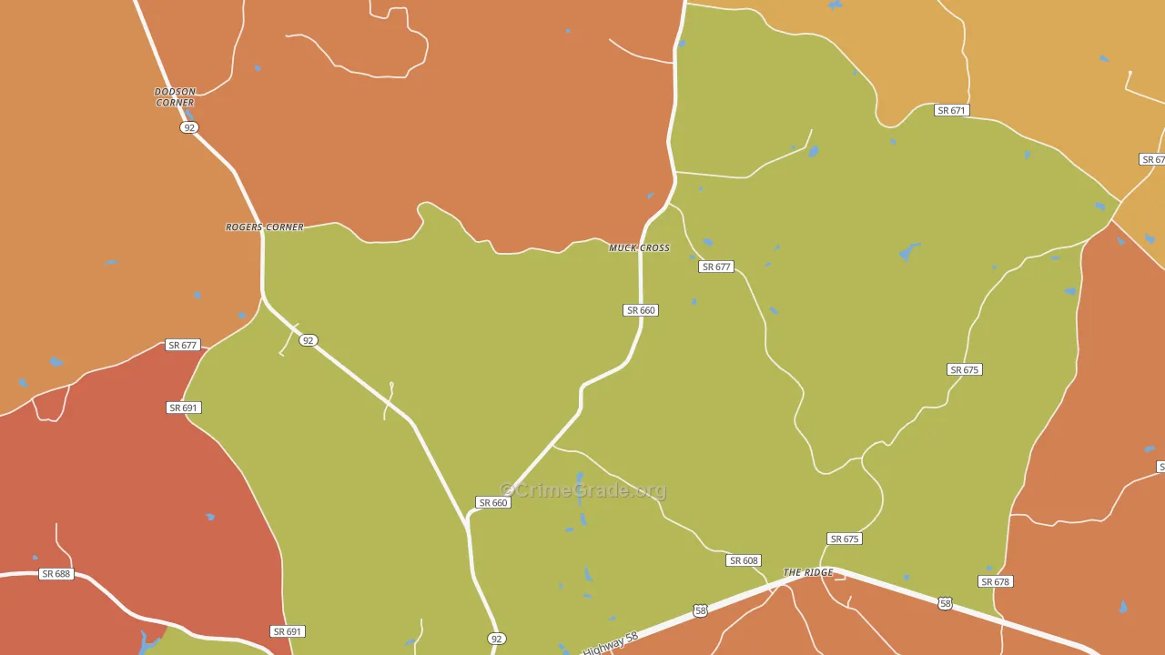 The Ridge, VA Map of Murder Rates
