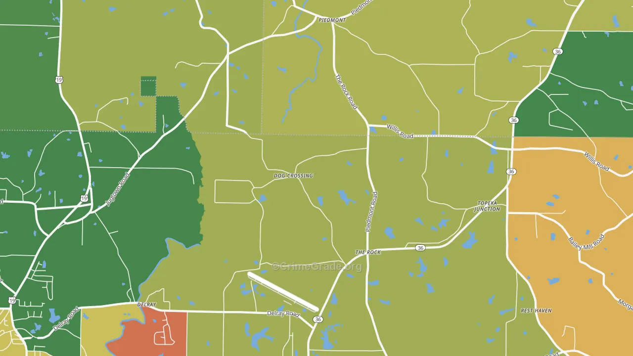 The Rock, GA Map of Murder Rates