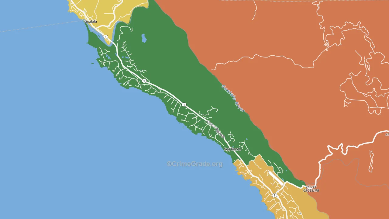 The Sea Ranch, CA Map of Murder Rates