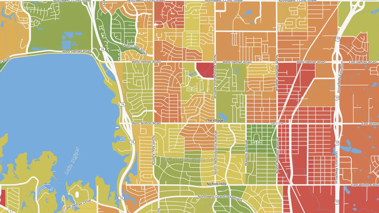 The Village, OK Map of Murder Rates