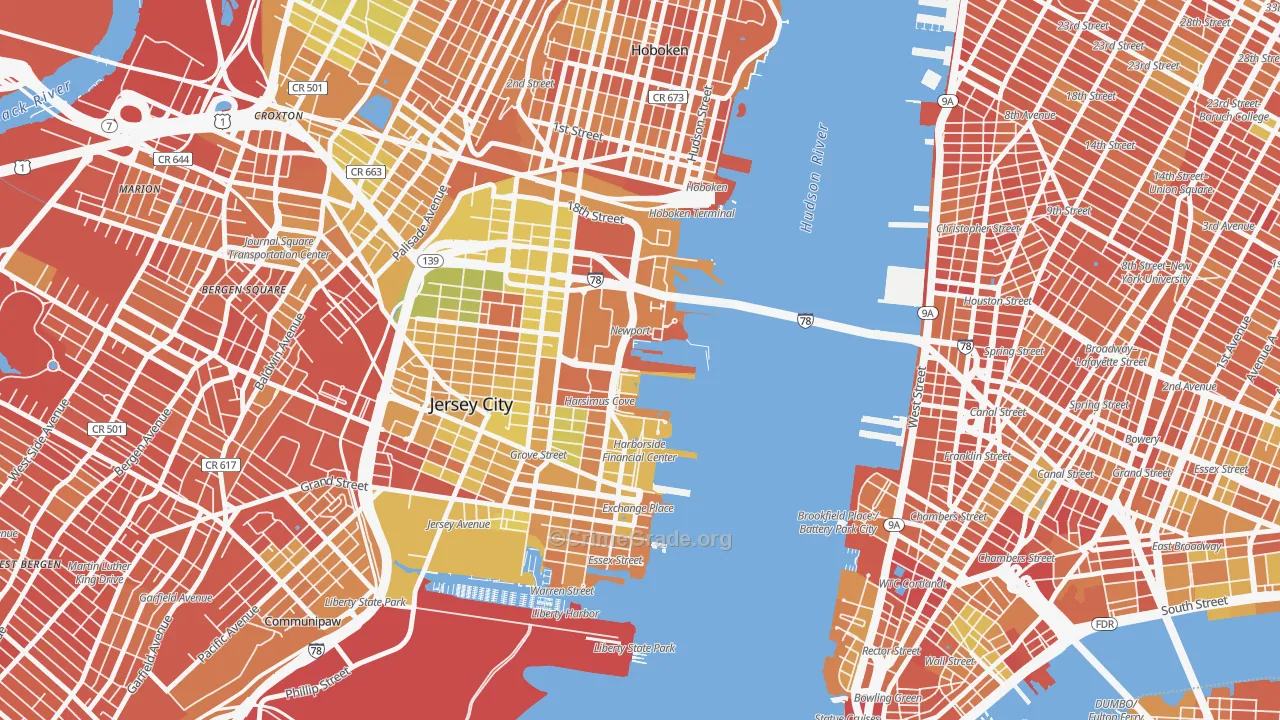 The Waterfront, Jersey City, NJ Map of Murder Rates